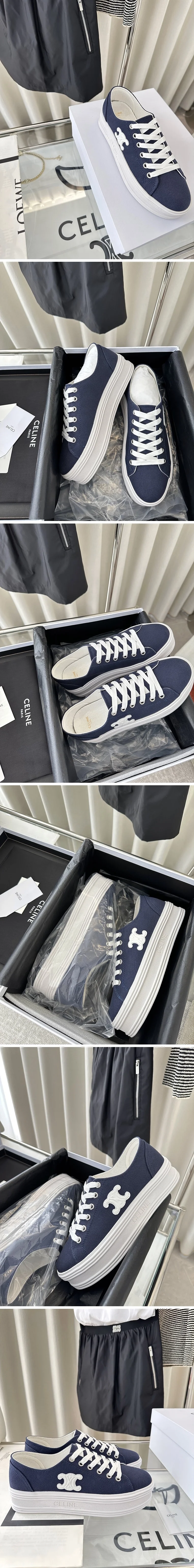 셀린느 트리옹프 패치 제인 로우 레이스업 스니커즈