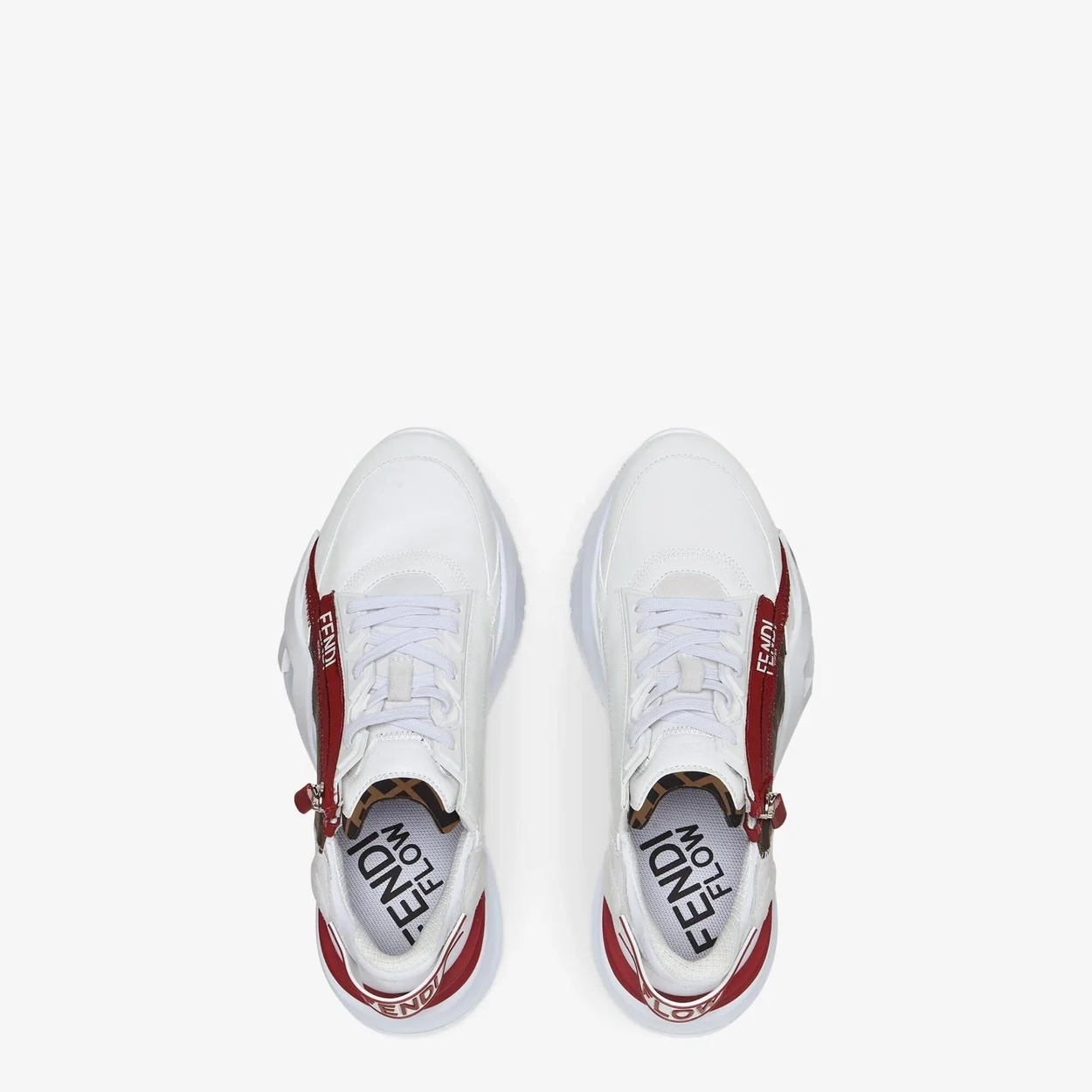 펜디 플로우 화이트 레드라인 로우탑 스니커즈