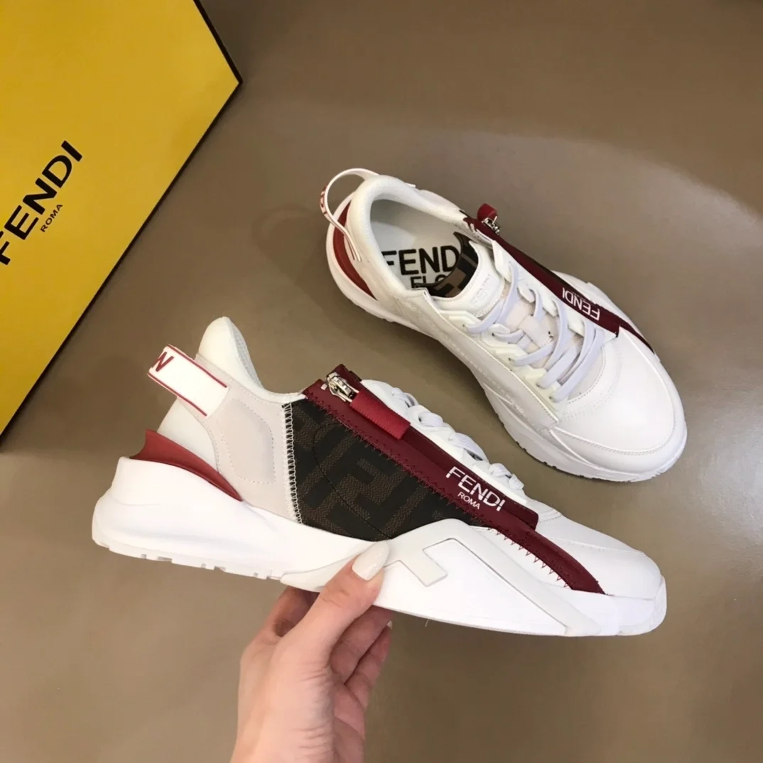 펜디 플로우 화이트 레드라인 로우탑 스니커즈