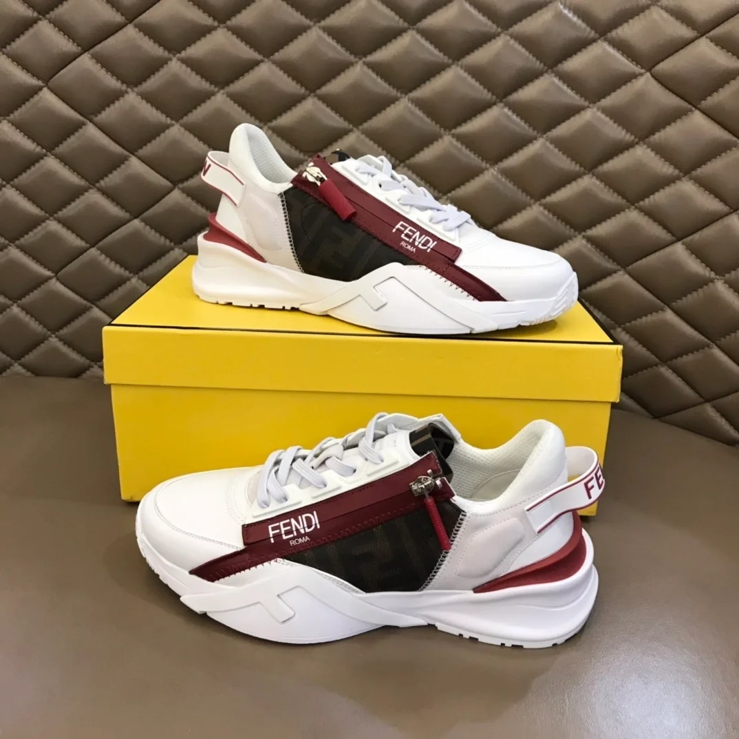 펜디 플로우 화이트 레드라인 로우탑 스니커즈