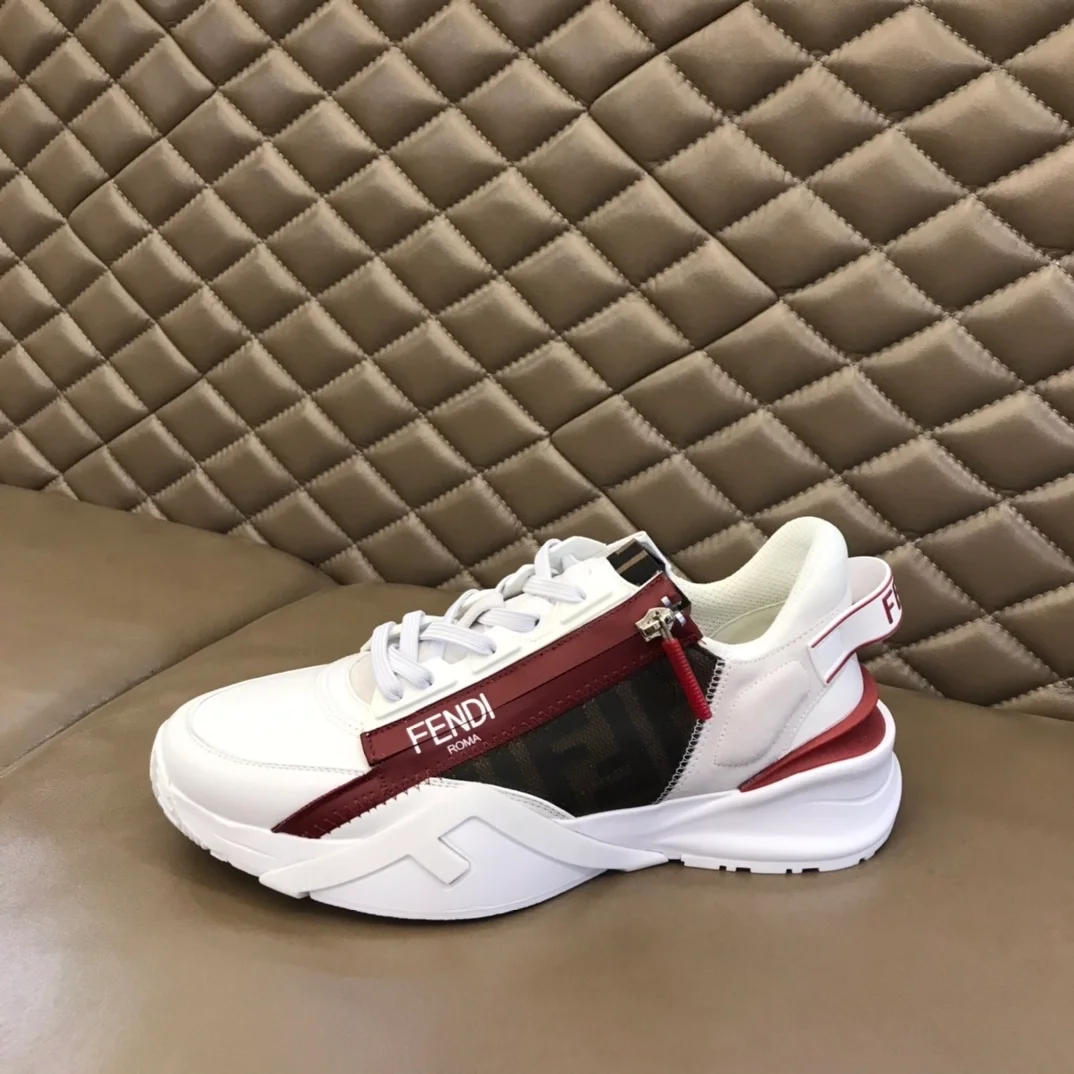 펜디 플로우 화이트 레드라인 로우탑 스니커즈