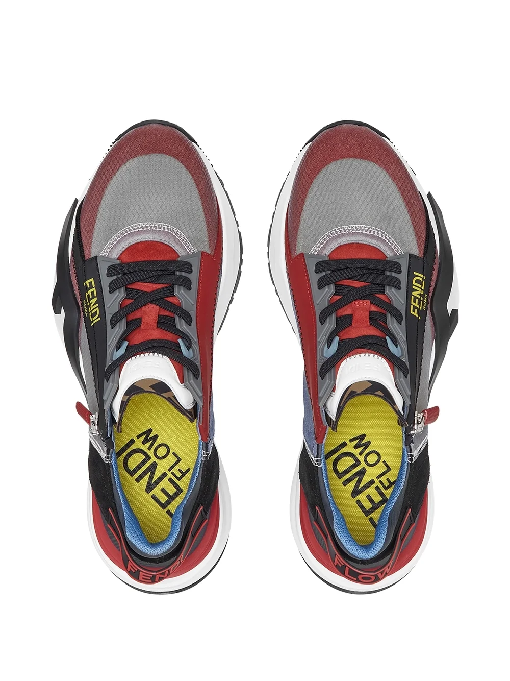 펜디 플로우 레드 나일론 로우탑 스니커즈