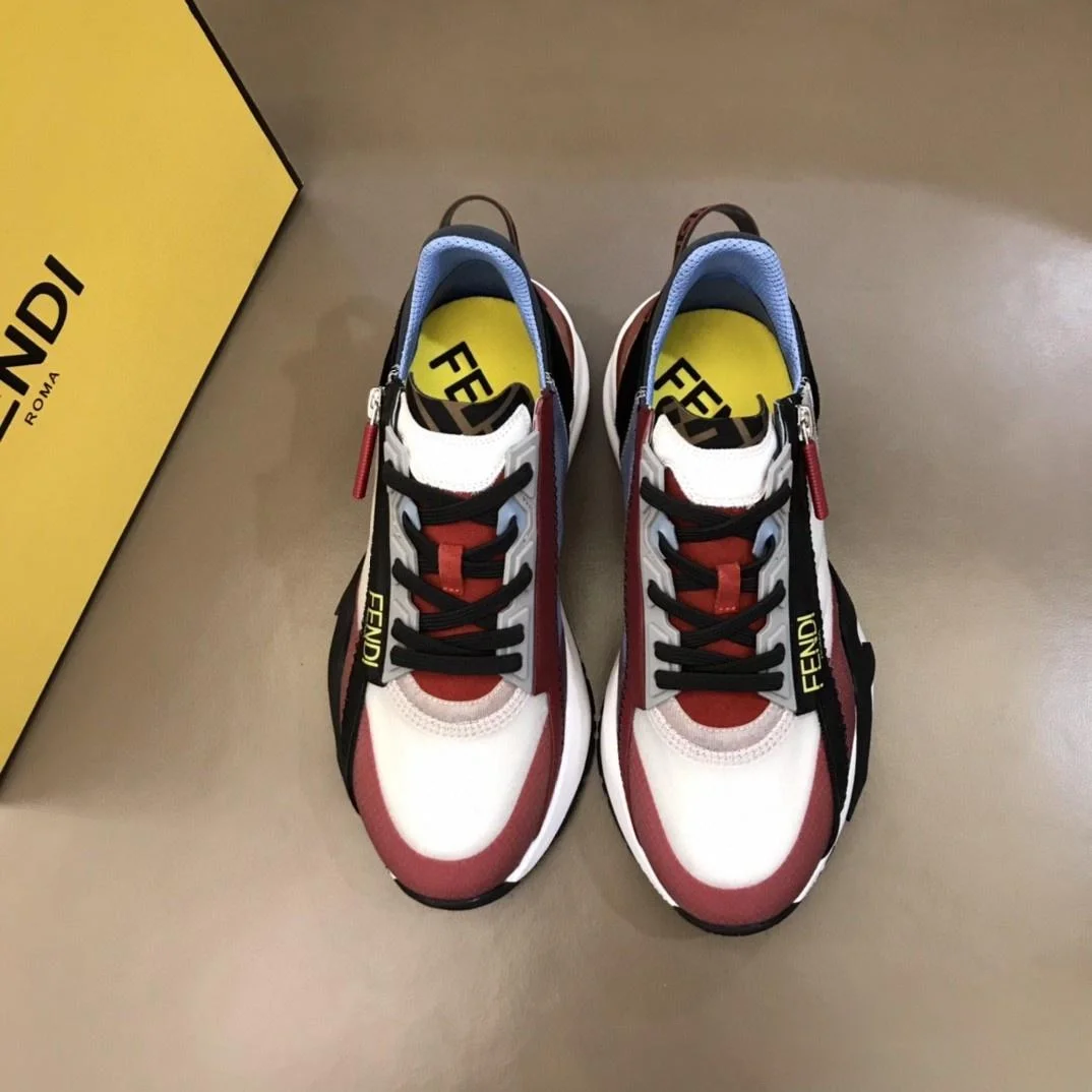 펜디 플로우 레드 나일론 로우탑 스니커즈