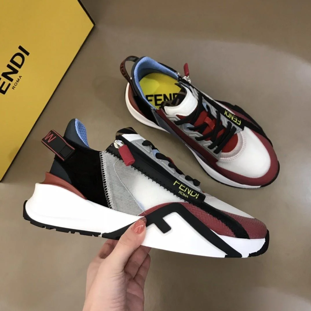 펜디 플로우 레드 나일론 로우탑 스니커즈