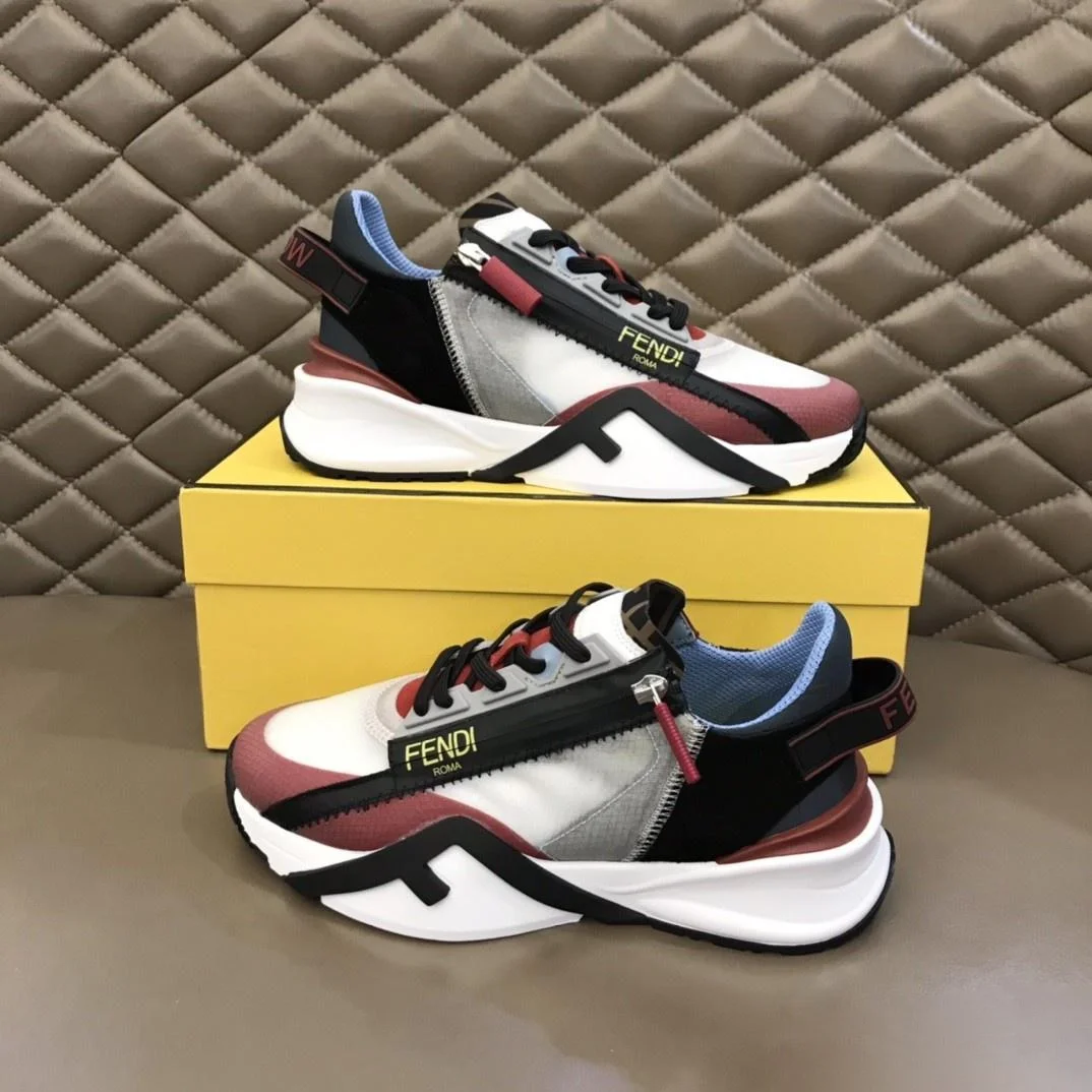 펜디 플로우 레드 나일론 로우탑 스니커즈