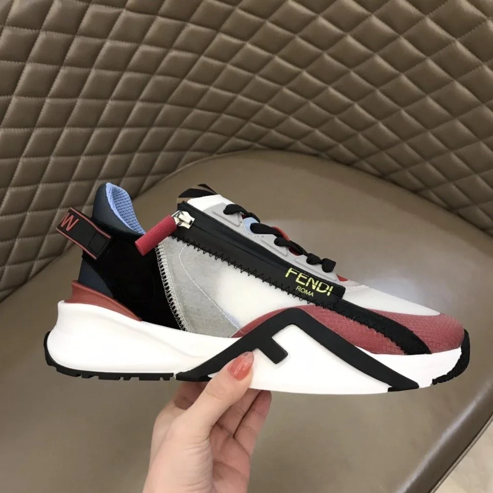 펜디 플로우 레드 나일론 로우탑 스니커즈