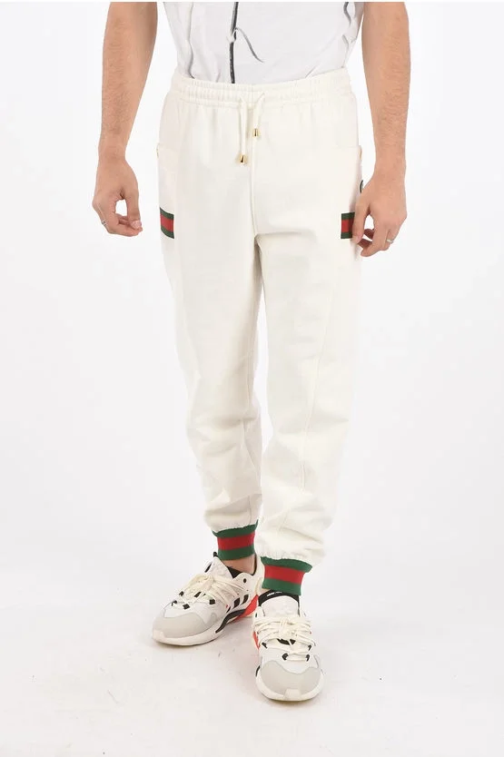 구찌 웹 스트라이프 팬츠 화이트