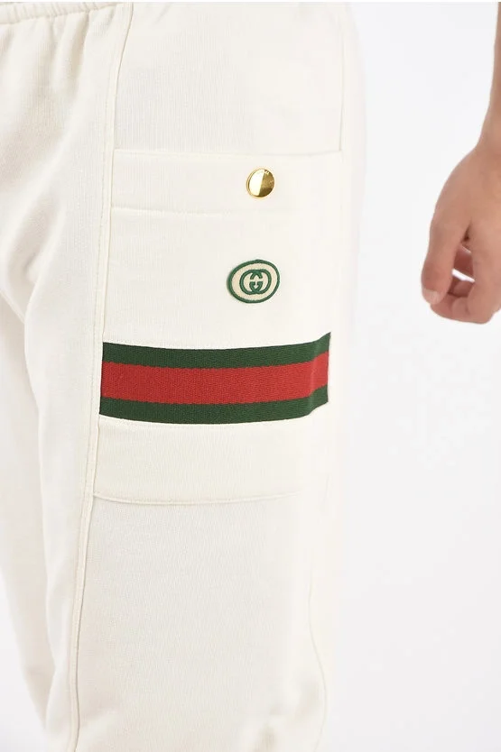 구찌 웹 스트라이프 팬츠 화이트