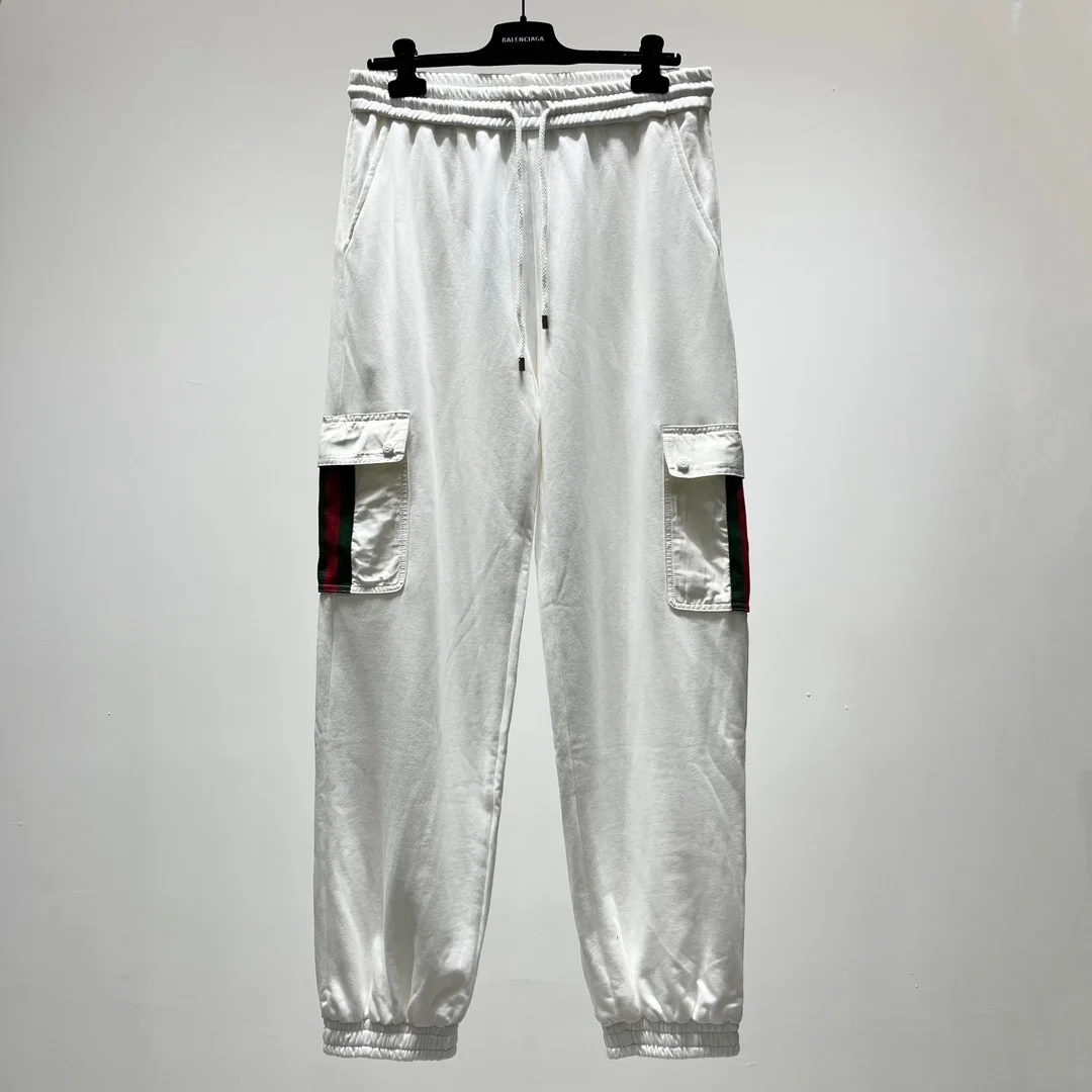 구찌 웹 스트라이프 팬츠 화이트