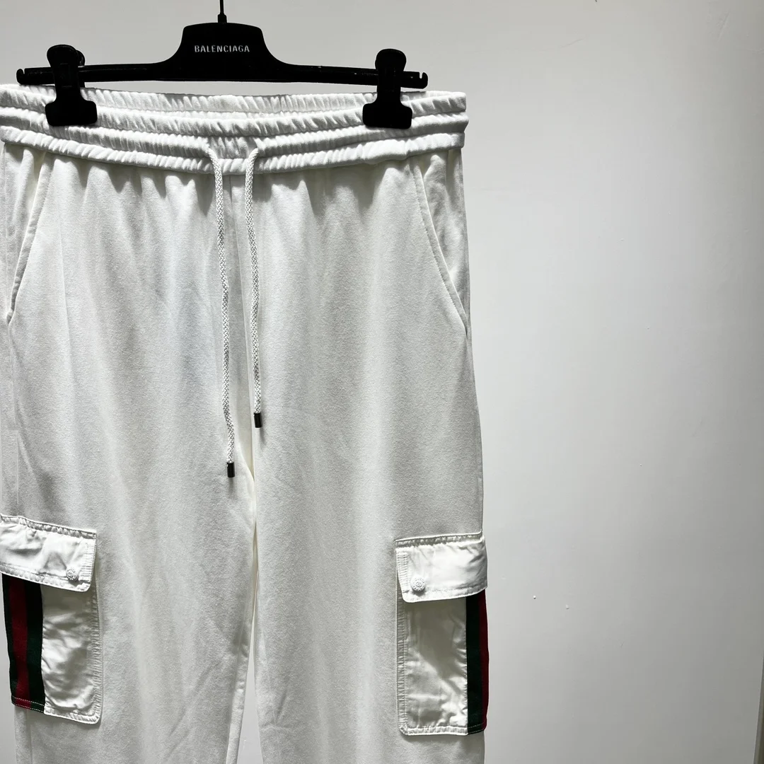 구찌 웹 스트라이프 팬츠 화이트