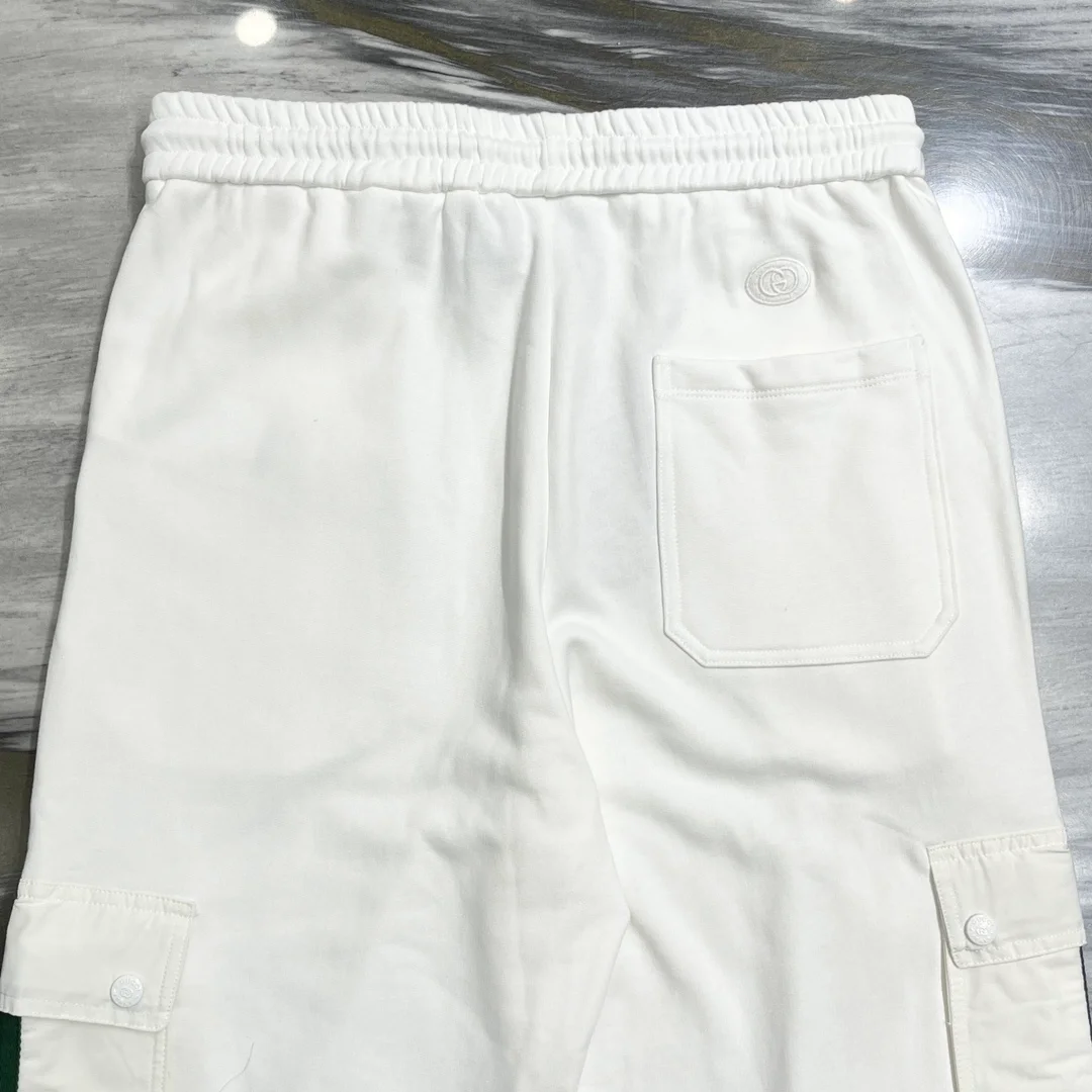 구찌 웹 스트라이프 팬츠 화이트