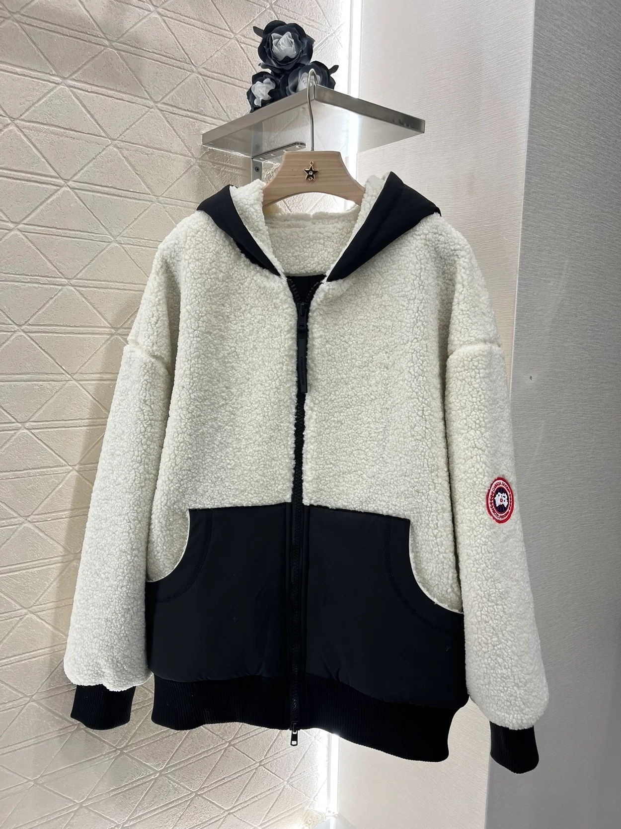 캐나다구스 오버사이즈 플리스 후디 아이보리