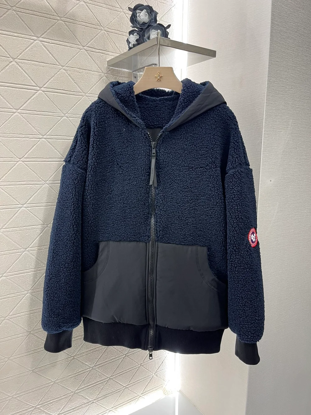 캐나다구스 오버사이즈 플리스 후디 네이비