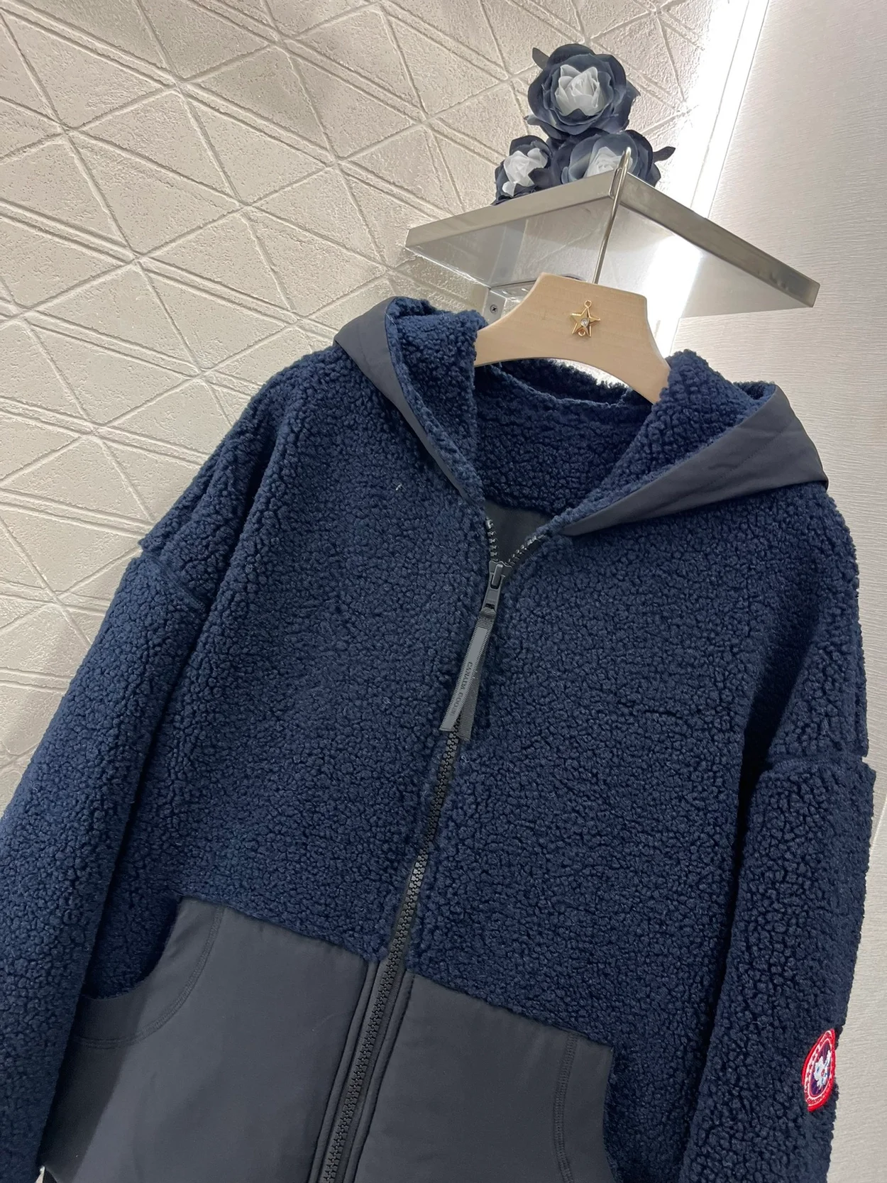 캐나다구스 오버사이즈 플리스 후디 네이비