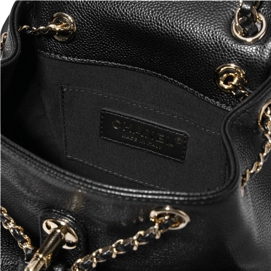 샤넬 23P 투 포켓 듀마 백팩 스몰 캐비어 블랙