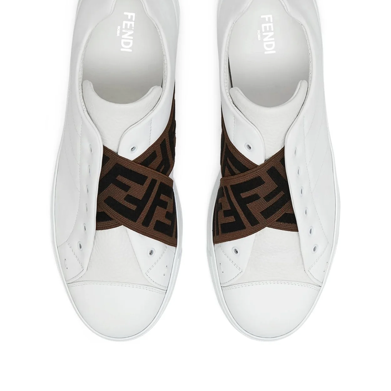 펜디 로고 크로스 밴드 화이트 슬립온 스니커즈