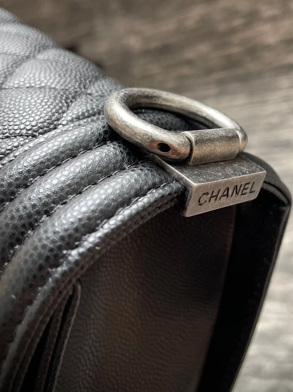 샤넬 보이백 스몰 캐비어 블랙 빈티지 실버