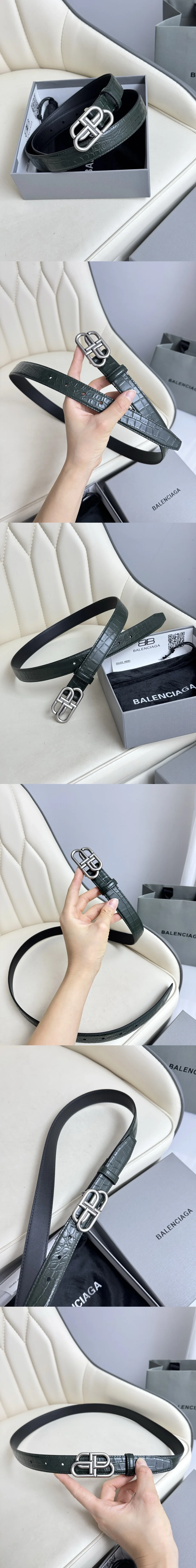 발렌시아가 BB 로고 씬 벨트