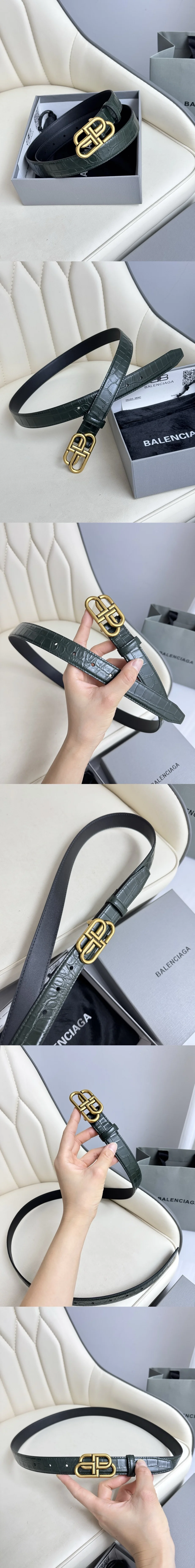 발렌시아가 BB 로고 씬 벨트