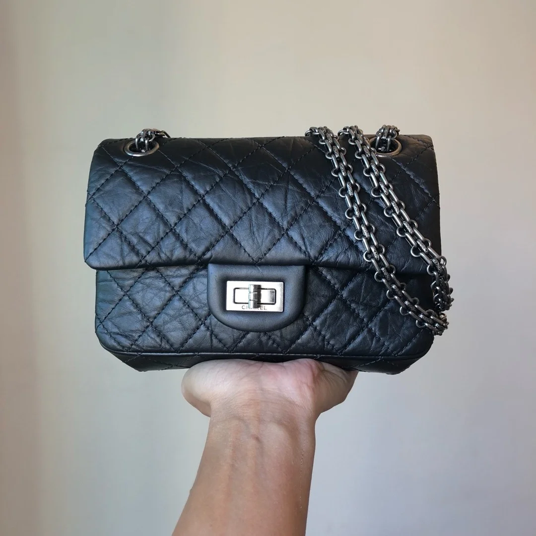 샤넬 2.55 빈티지 미니 플랩백 블랙 실버