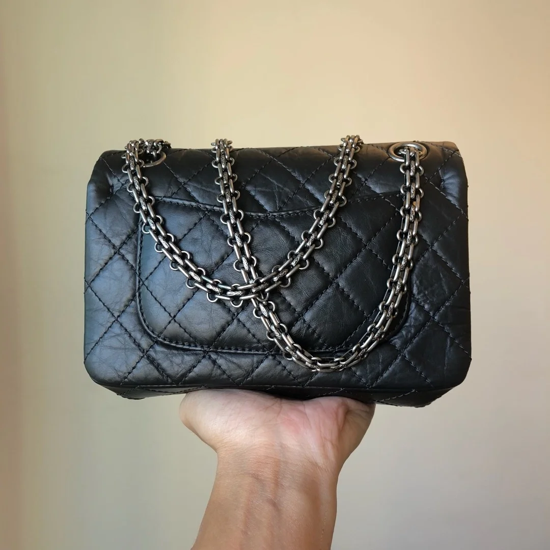 샤넬 2.55 빈티지 미니 플랩백 블랙 실버