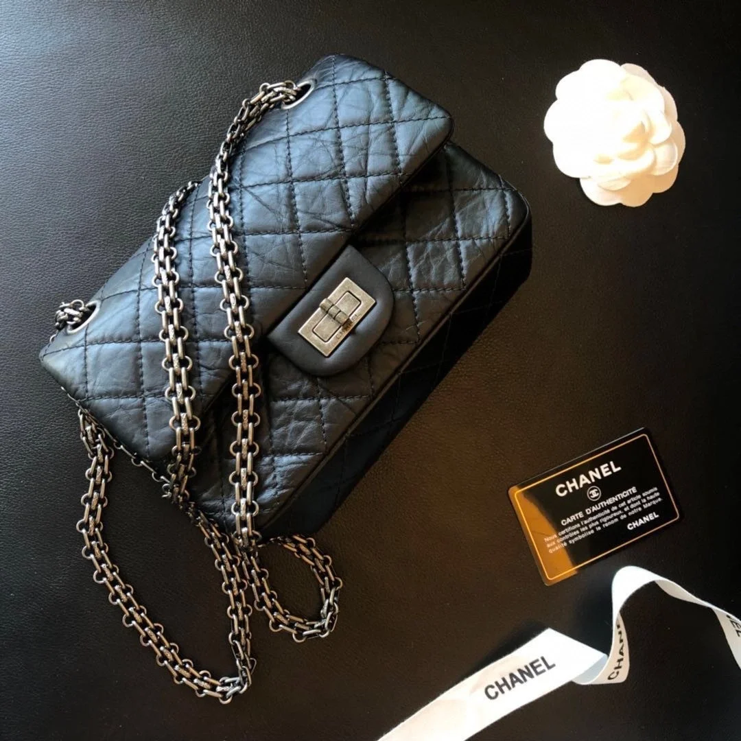 샤넬 2.55 빈티지 미니 플랩백 블랙 실버