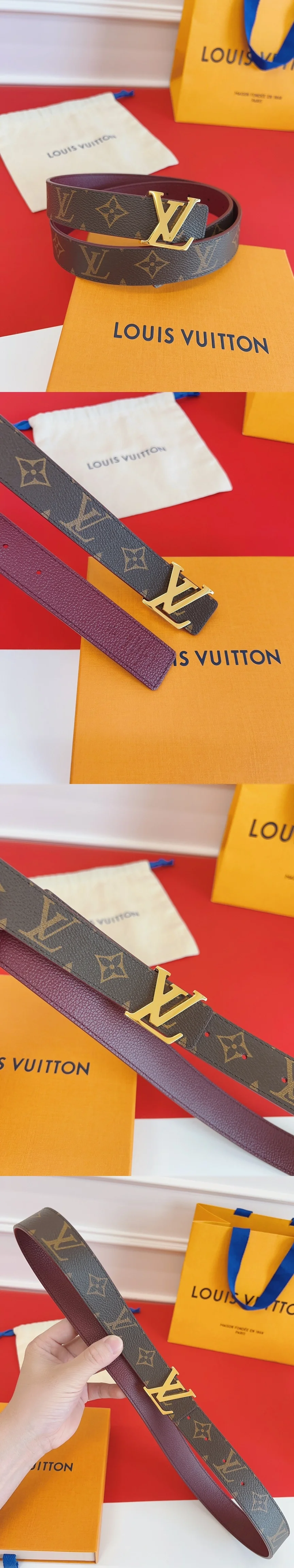 루이비통 LV 버클 모노그램 골드 벨트