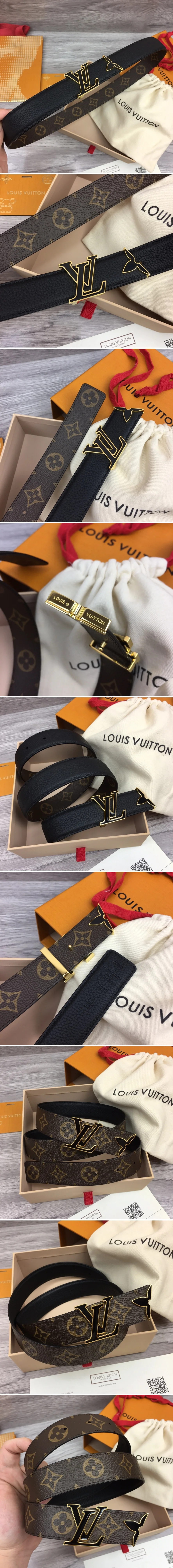 루이비통 LV 버클 모노그램 양면 벨트