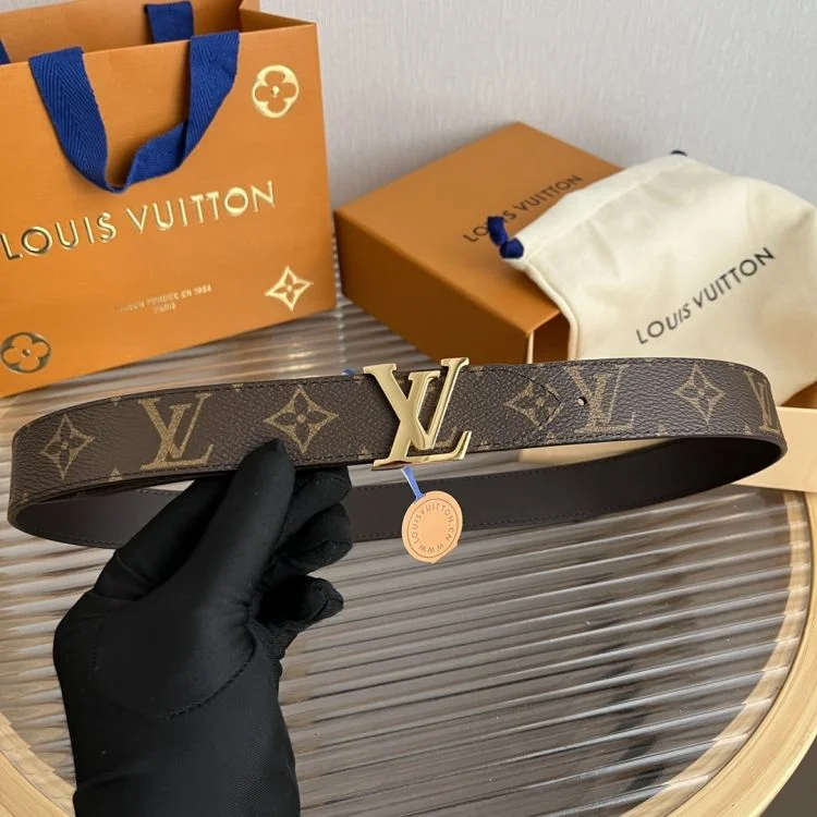 루이비통 LV 버클 모노그램 골드 벨트