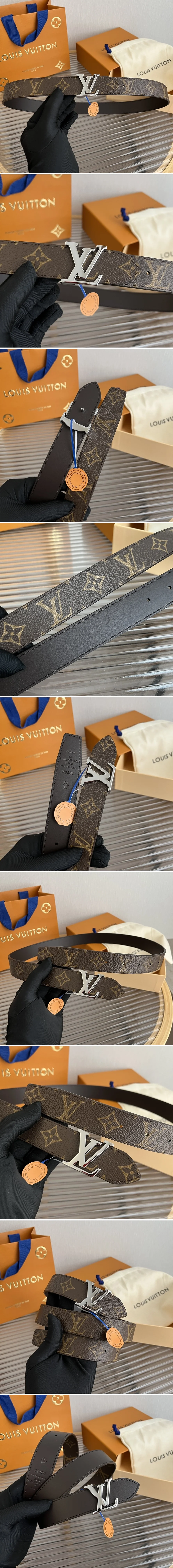 루이비통 LV 버클 모노그램 실버 벨트