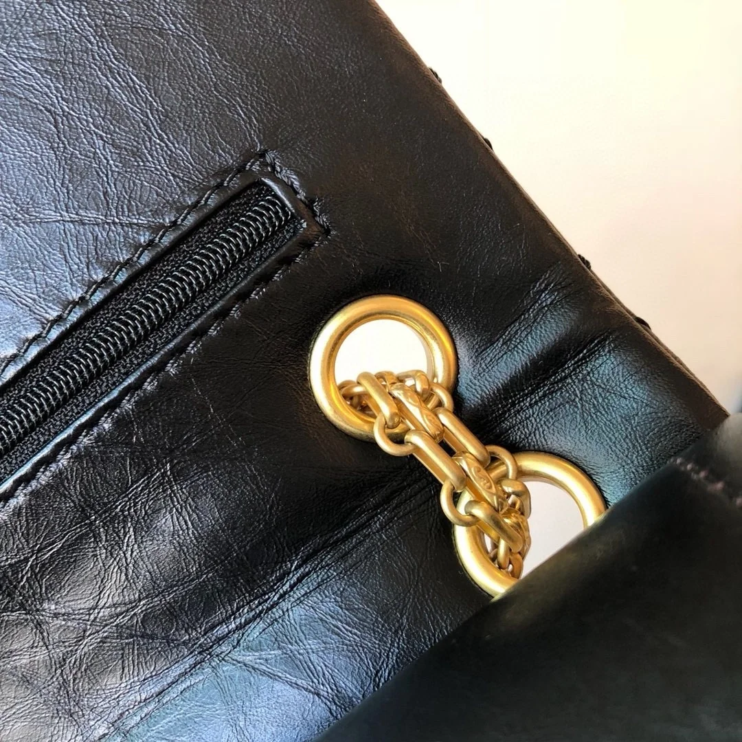 샤넬 2.55 빈티지 미디움 플랩백 블랙 빈티지 골드