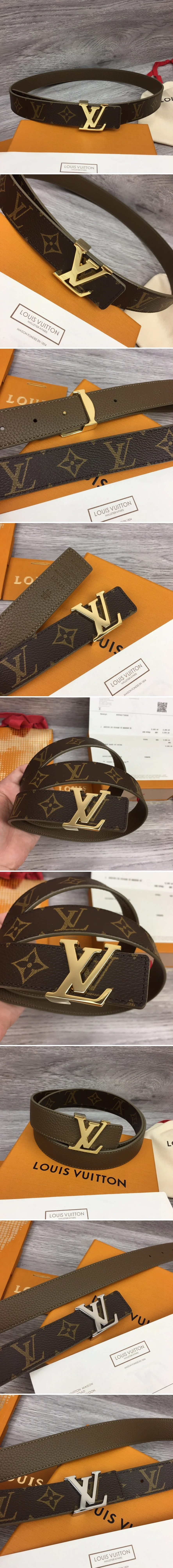 루이비통 LV 버클 모노그램 양면 벨트