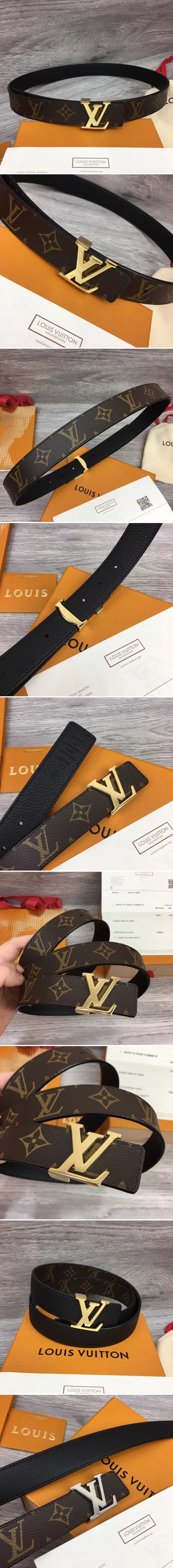 루이비통 LV 버클 모노그램 양면 벨트