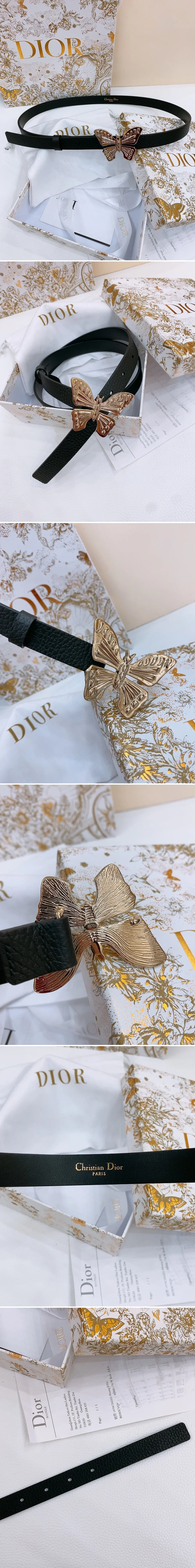 디올 버터 플라이 레더 벨트
