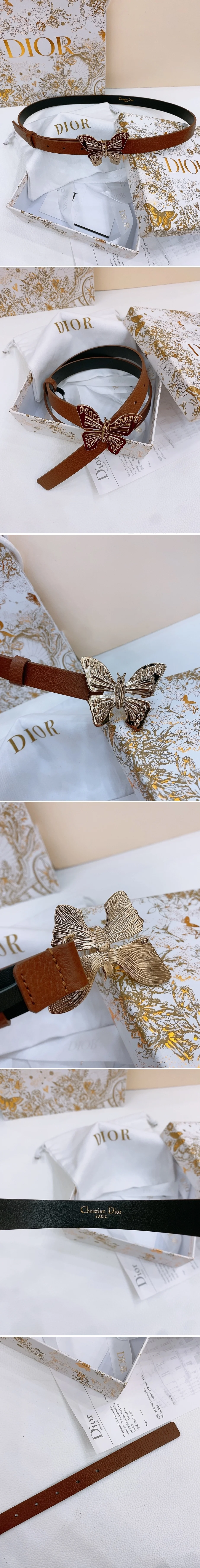 디올 버터 플라이 레더 벨트