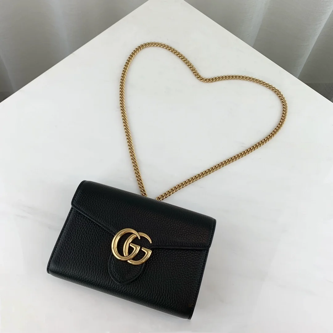 구찌 마몬트 체인 레더 숄더 지갑