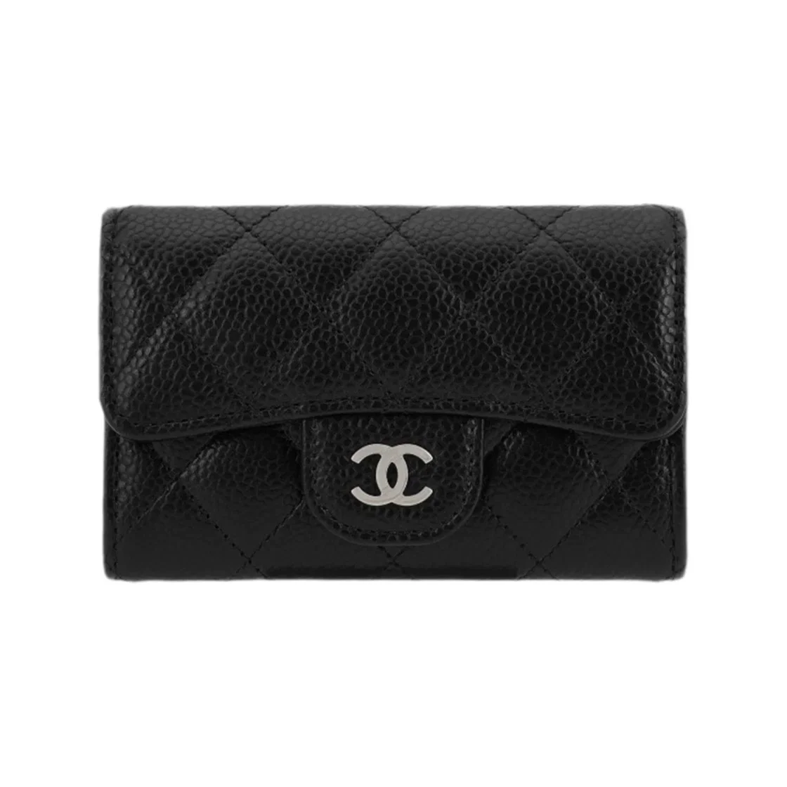샤넬 클래식 캐비어 카드 홀더 블랙 실버