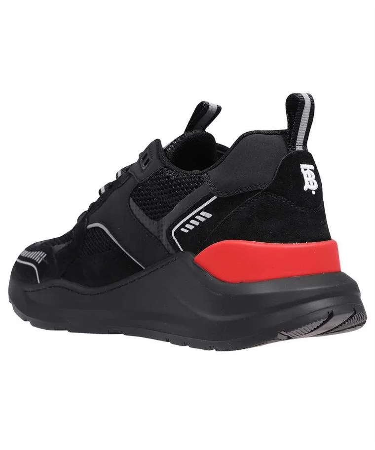 버버리 로고 프린트 스웨이드 스니커즈