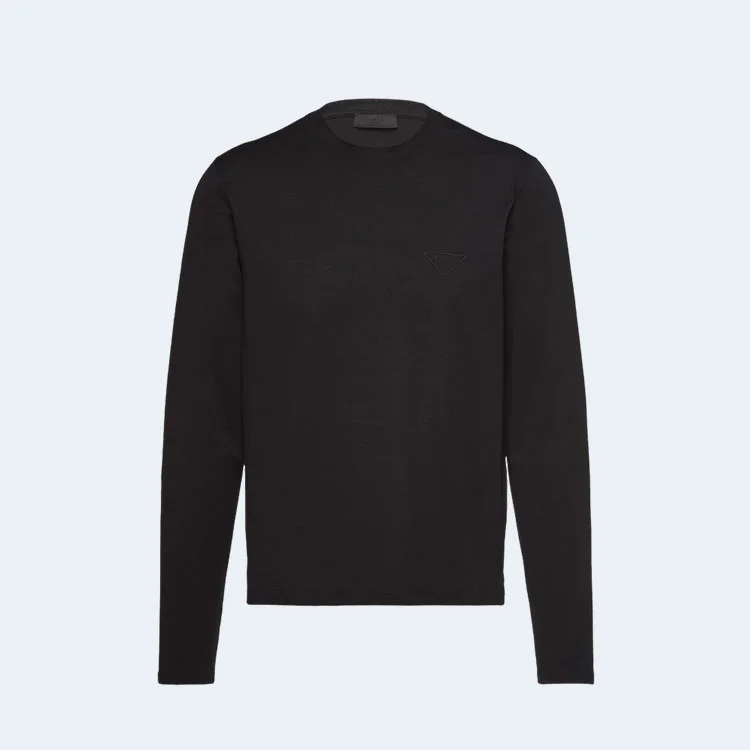 프라다 스트레치 코튼 티셔츠 블랙