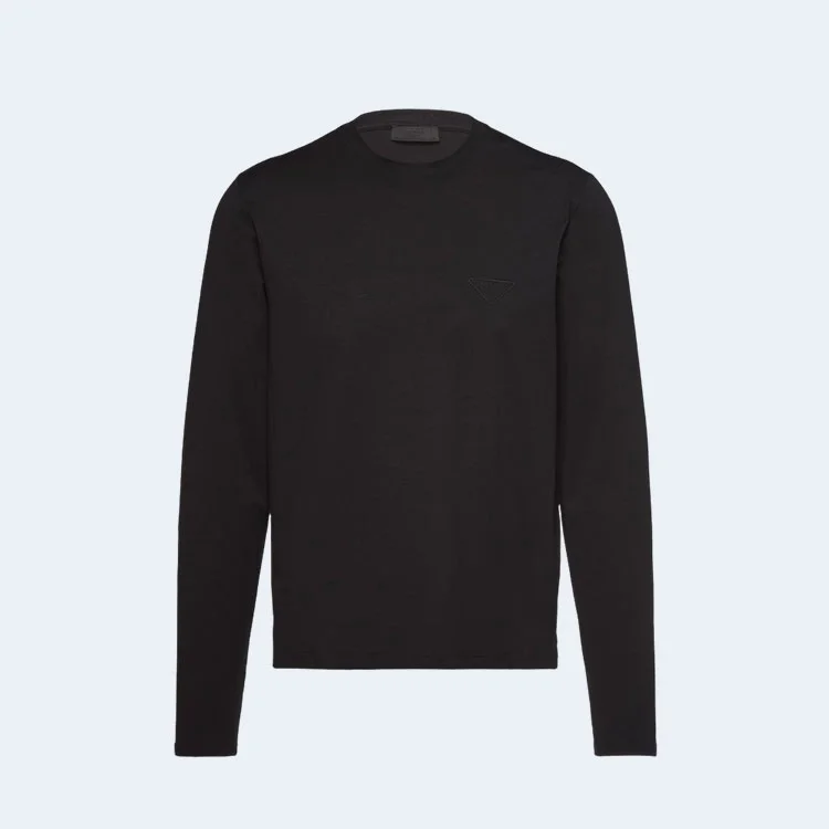 프라다 스트레치 코튼 티셔츠 블랙