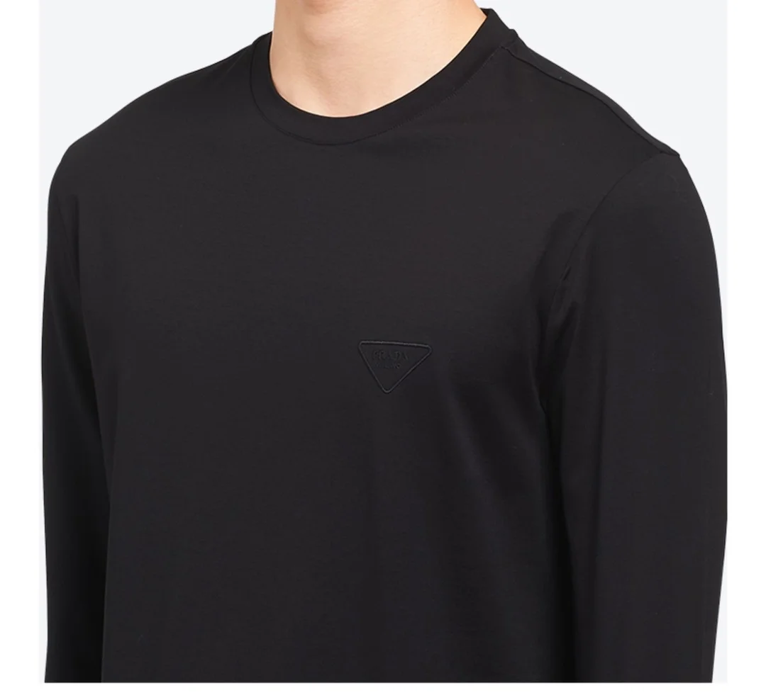 프라다 스트레치 코튼 티셔츠 블랙