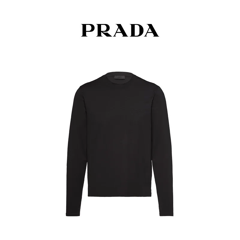 프라다 스트레치 코튼 티셔츠 블랙