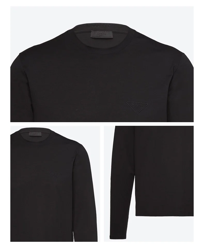 프라다 스트레치 코튼 티셔츠 블랙