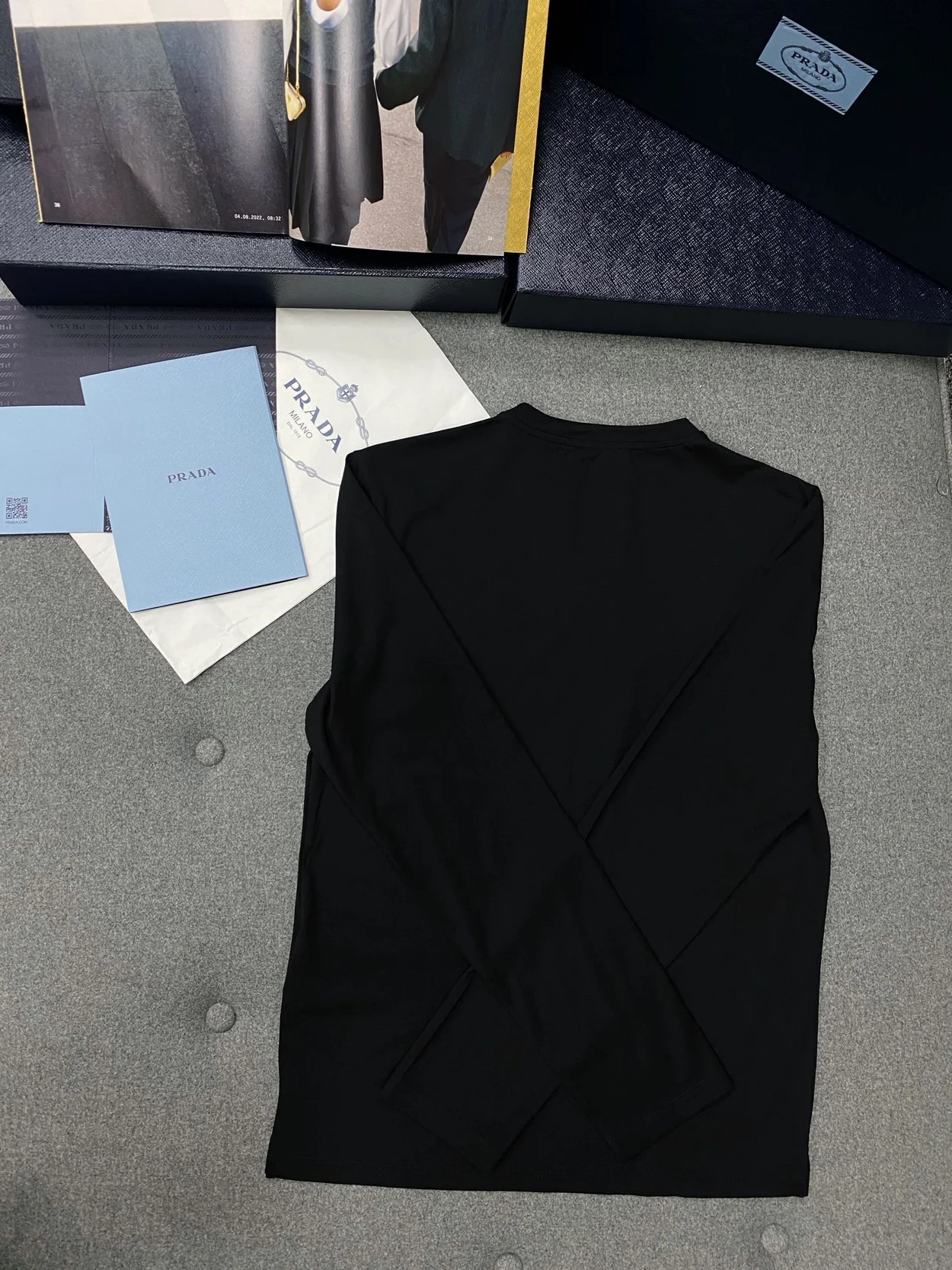 프라다 스트레치 코튼 티셔츠 블랙