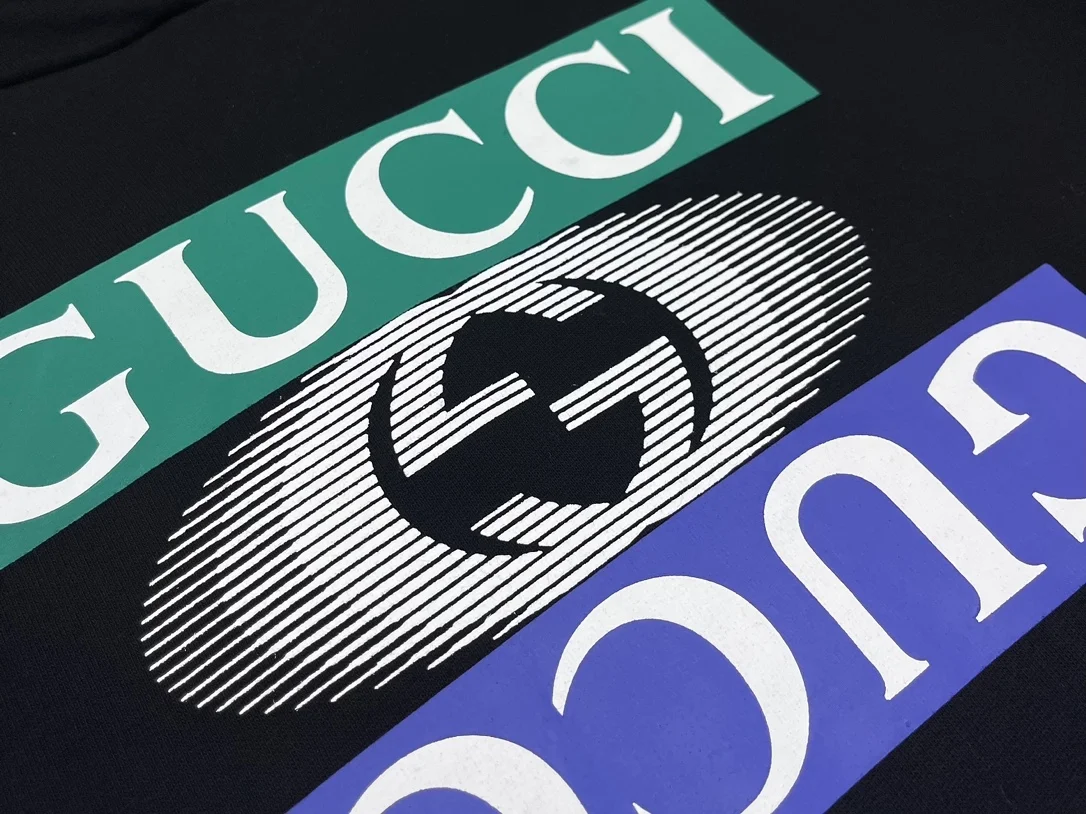 구찌 로고 프린트 코튼 저지 후드 스웨트셔츠