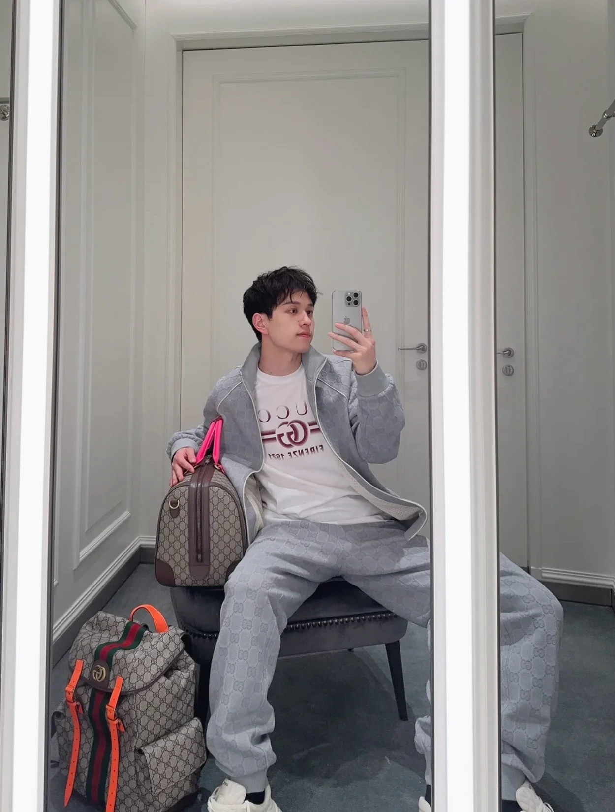 구찌 GG 자카드 저지 지퍼 재킷