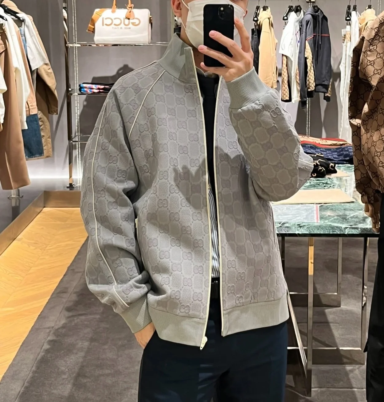 구찌 GG 자카드 저지 지퍼 재킷