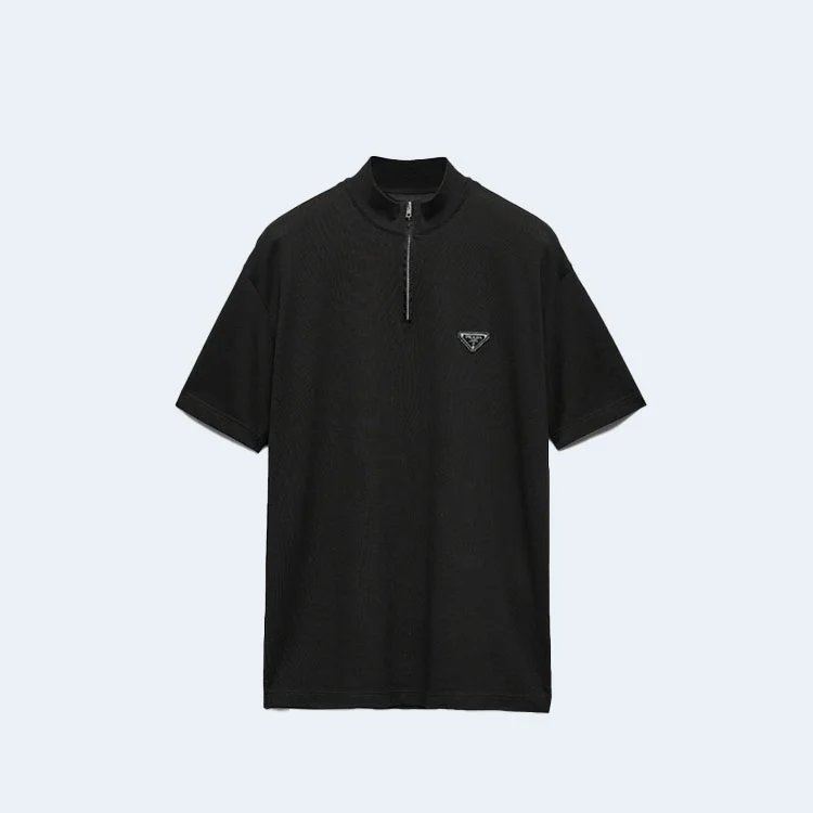 프라다 쇼트 슬리브 피케 리나일론 모크 터틀넥