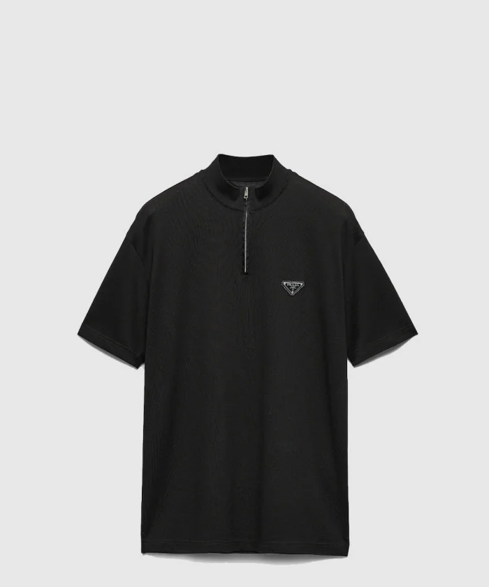 프라다 쇼트 슬리브 피케 리나일론 모크 터틀넥