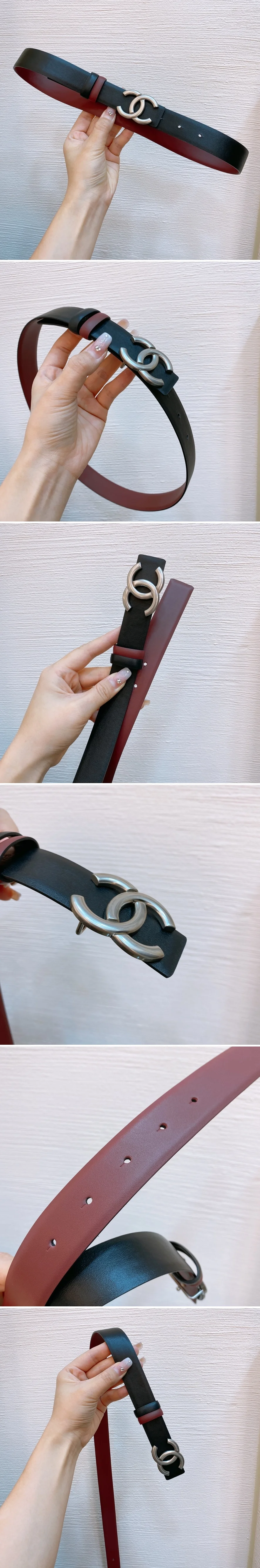 샤넬 CC 로고 소가죽 양면 벨트